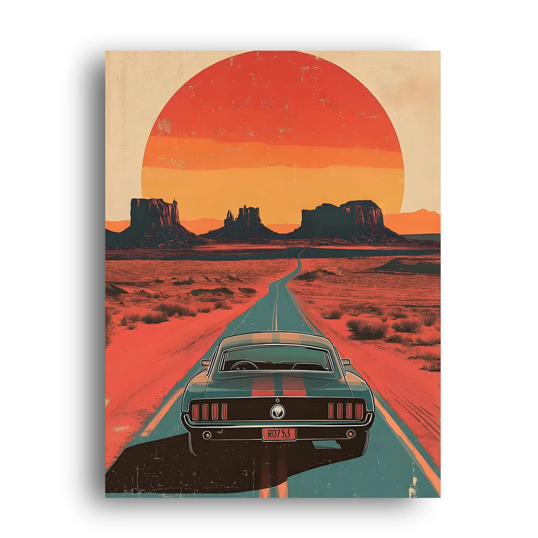 Desert Sunset Muscle car poster unframed 350gsm paper