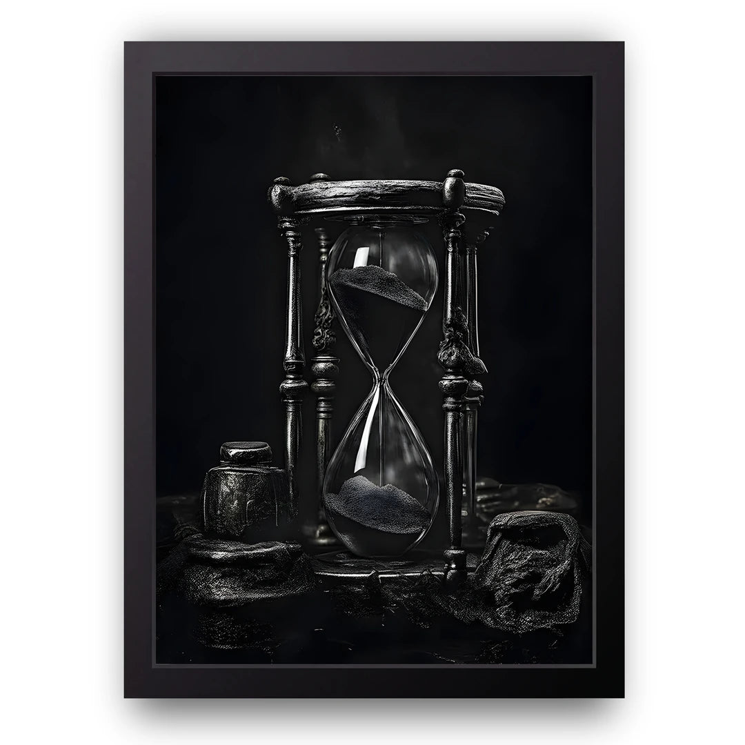 Hourglass art poster in black frame