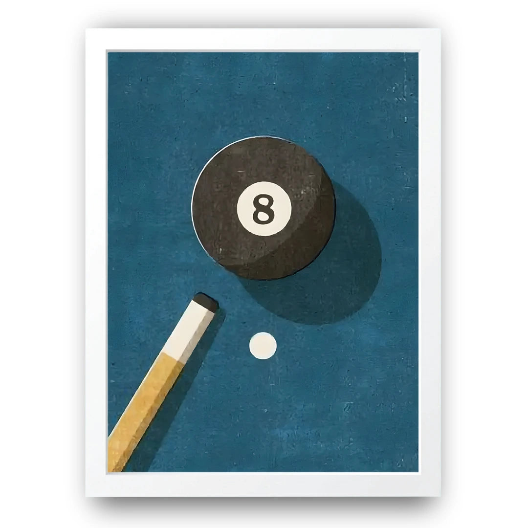 Eight Ball sport poster in white frame