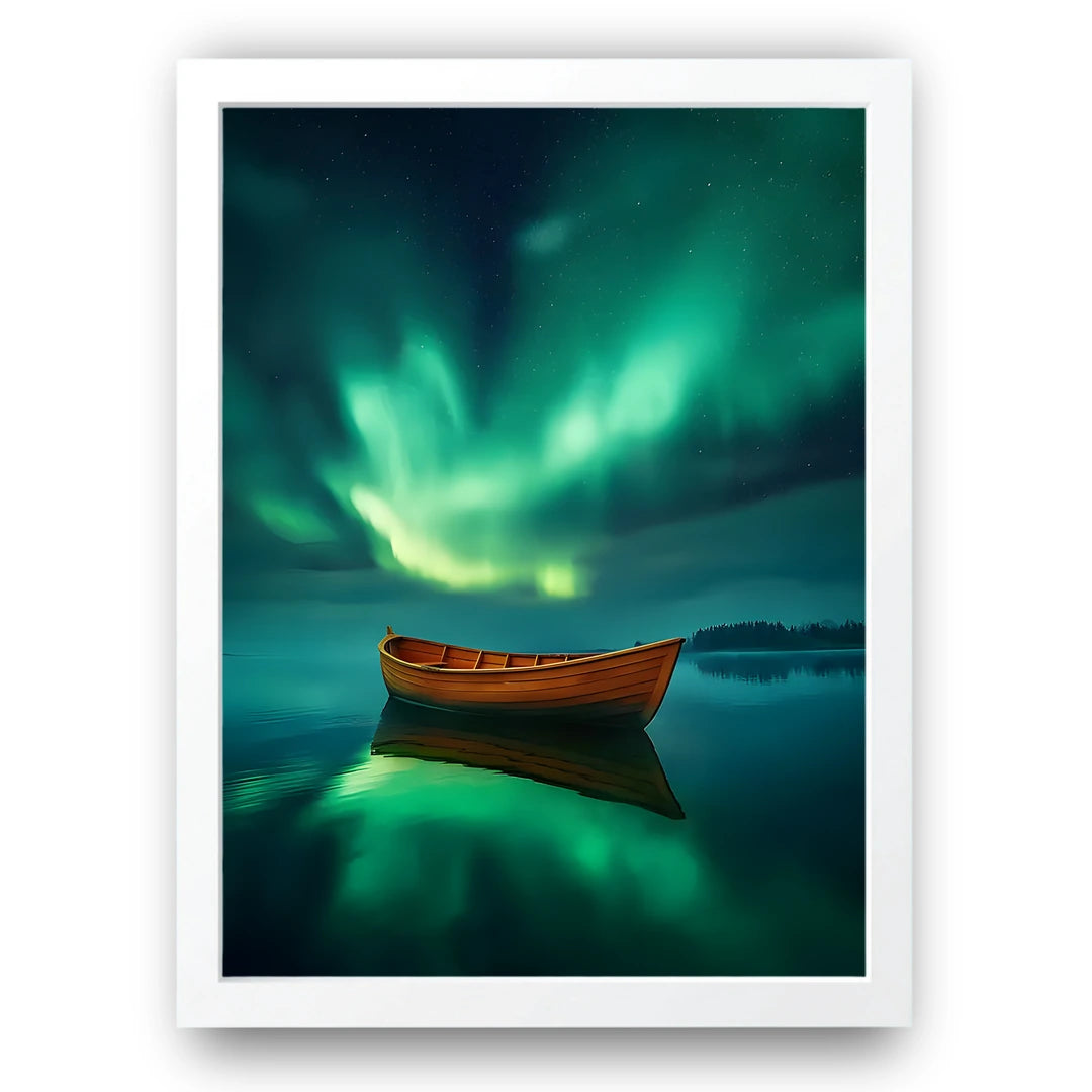 Aurora Drift art poster in white frame