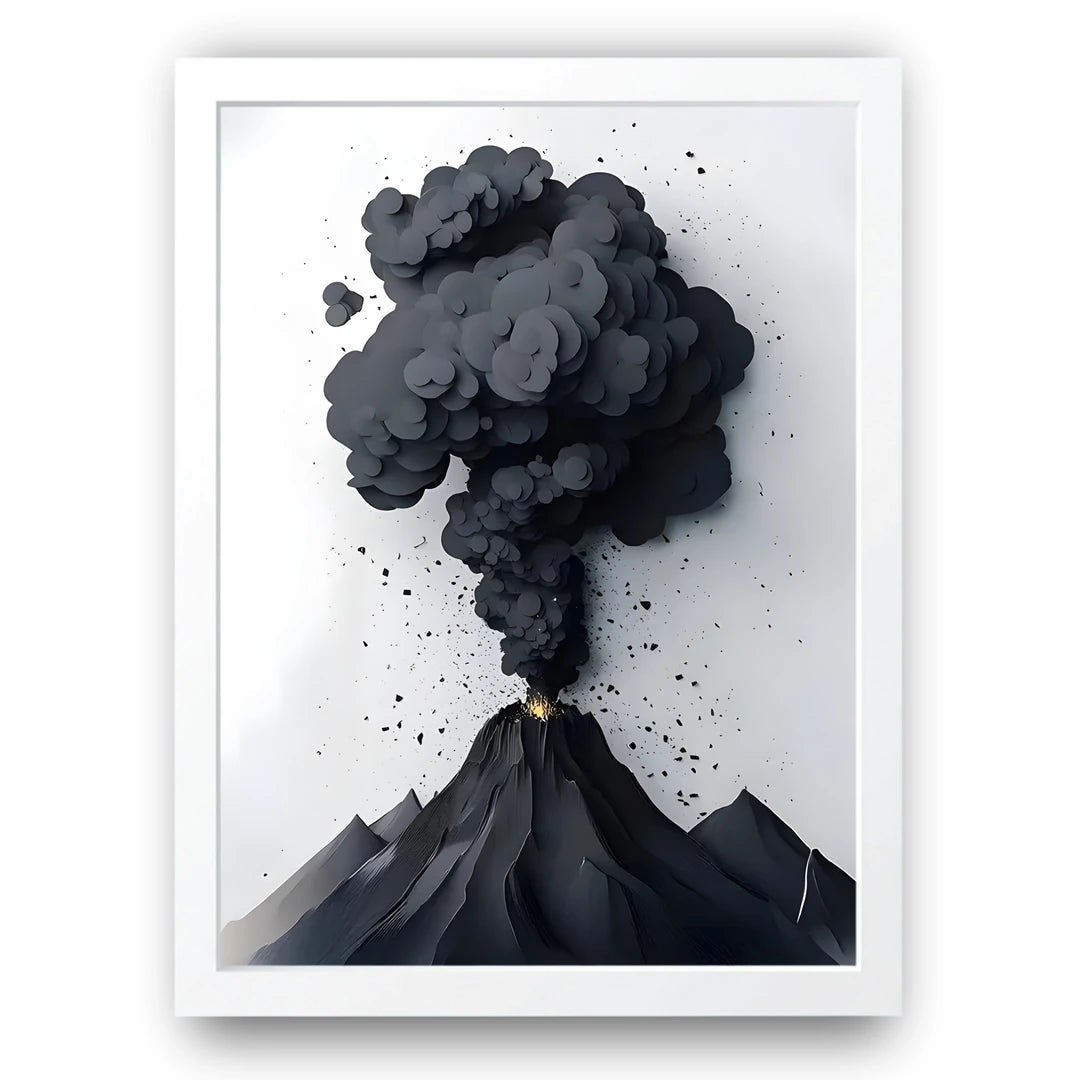 Volcano Plume art poster in white frame