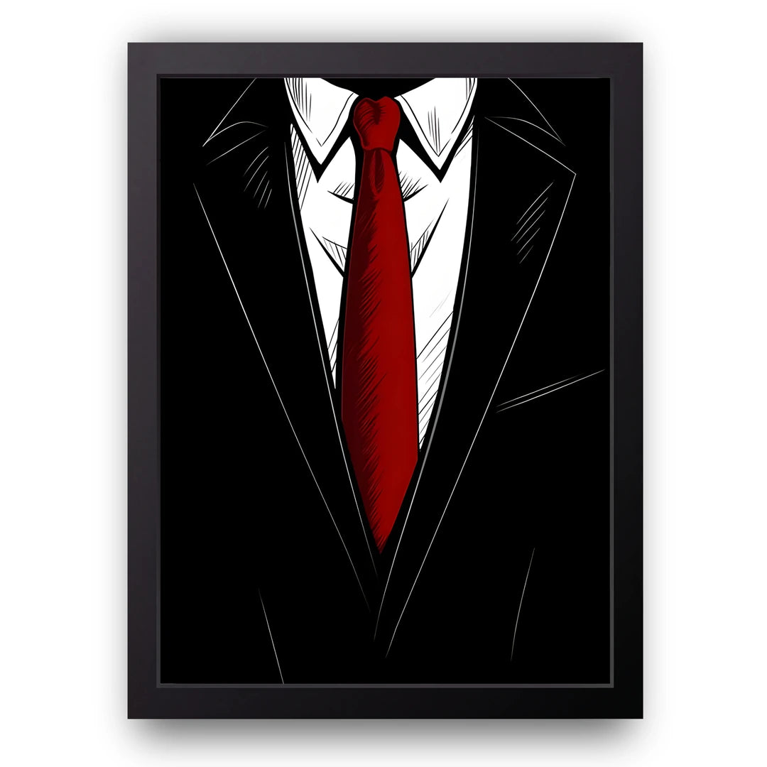 Red Tie art poster in black frame