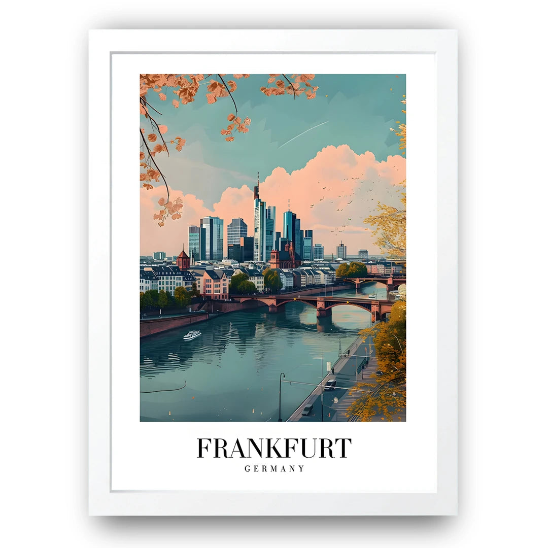 Frankfurt travel poster in white frame