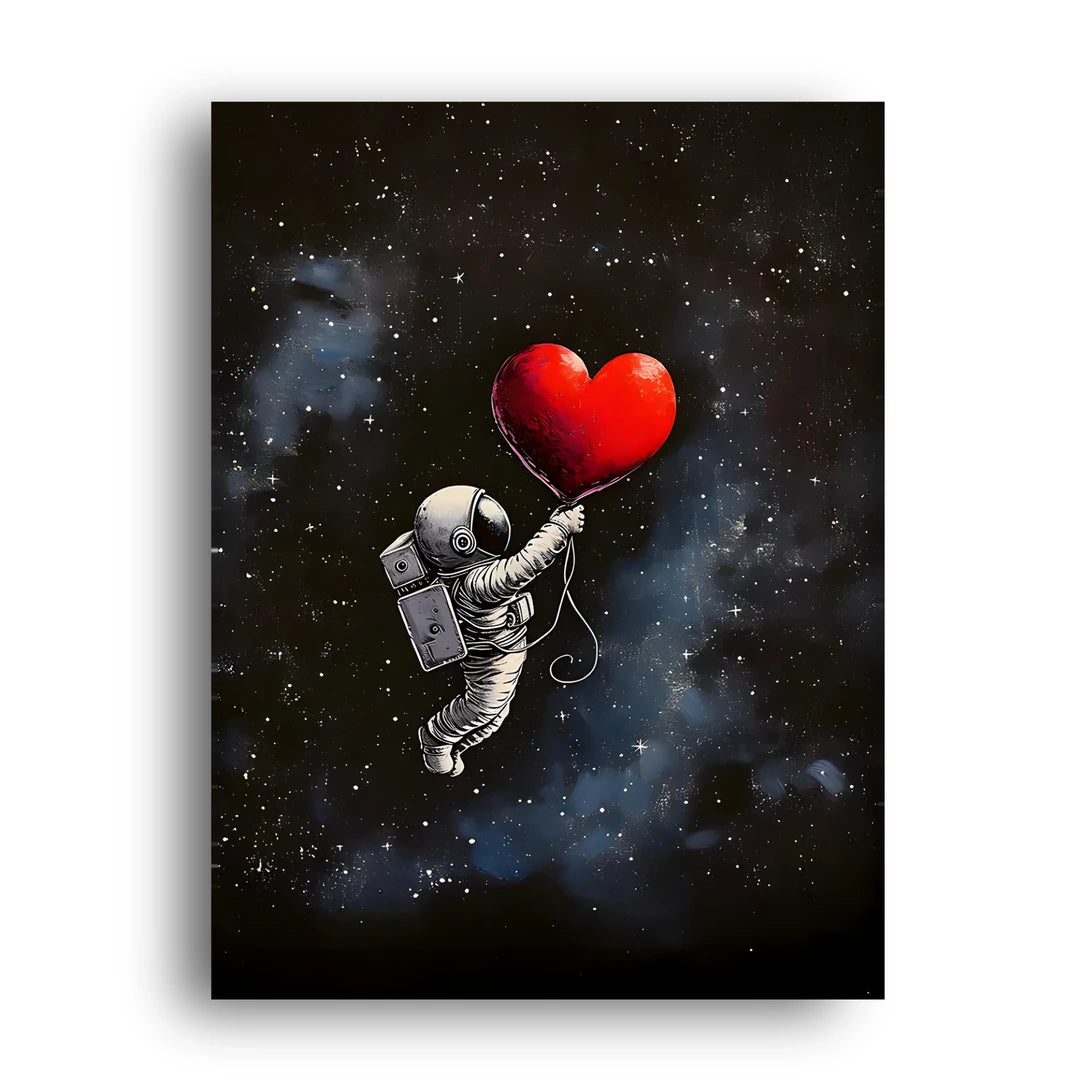 Heart Balloon Astronaut art poster unframed 350gsm paper