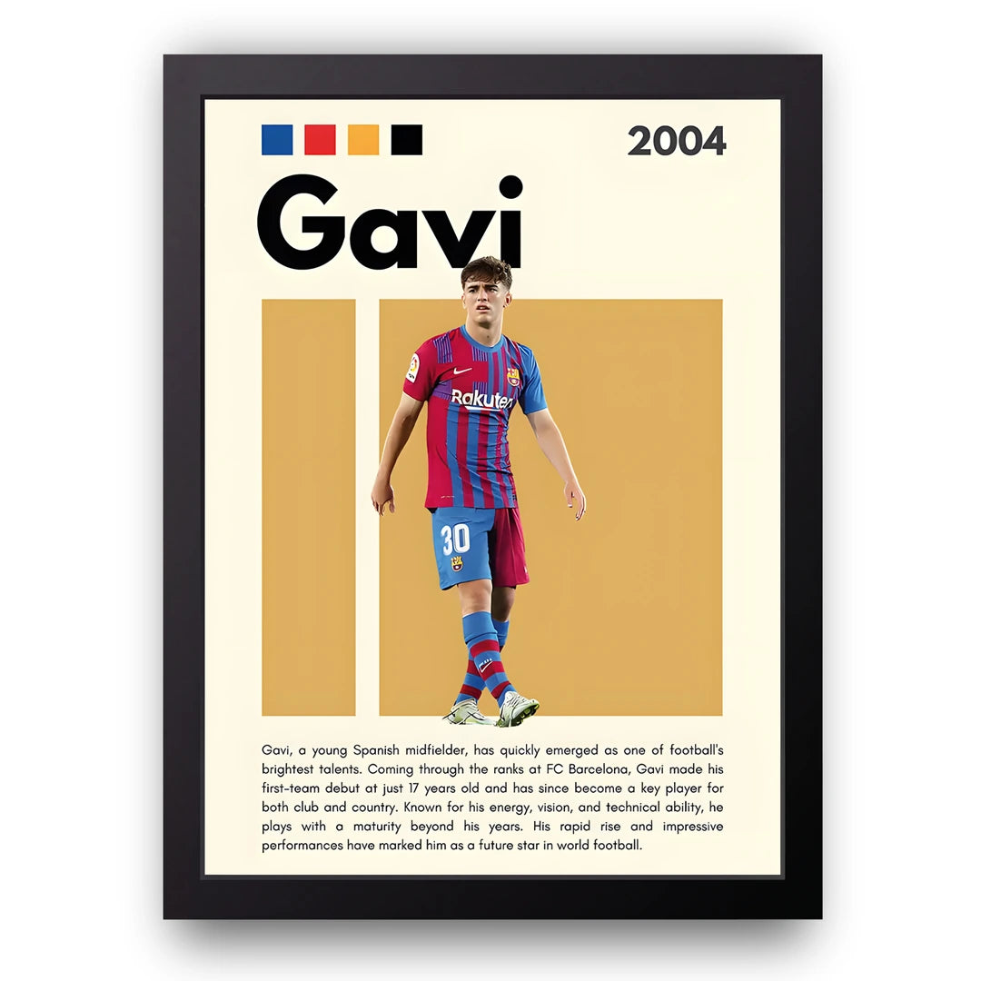 Gavi football legend poster in black frame