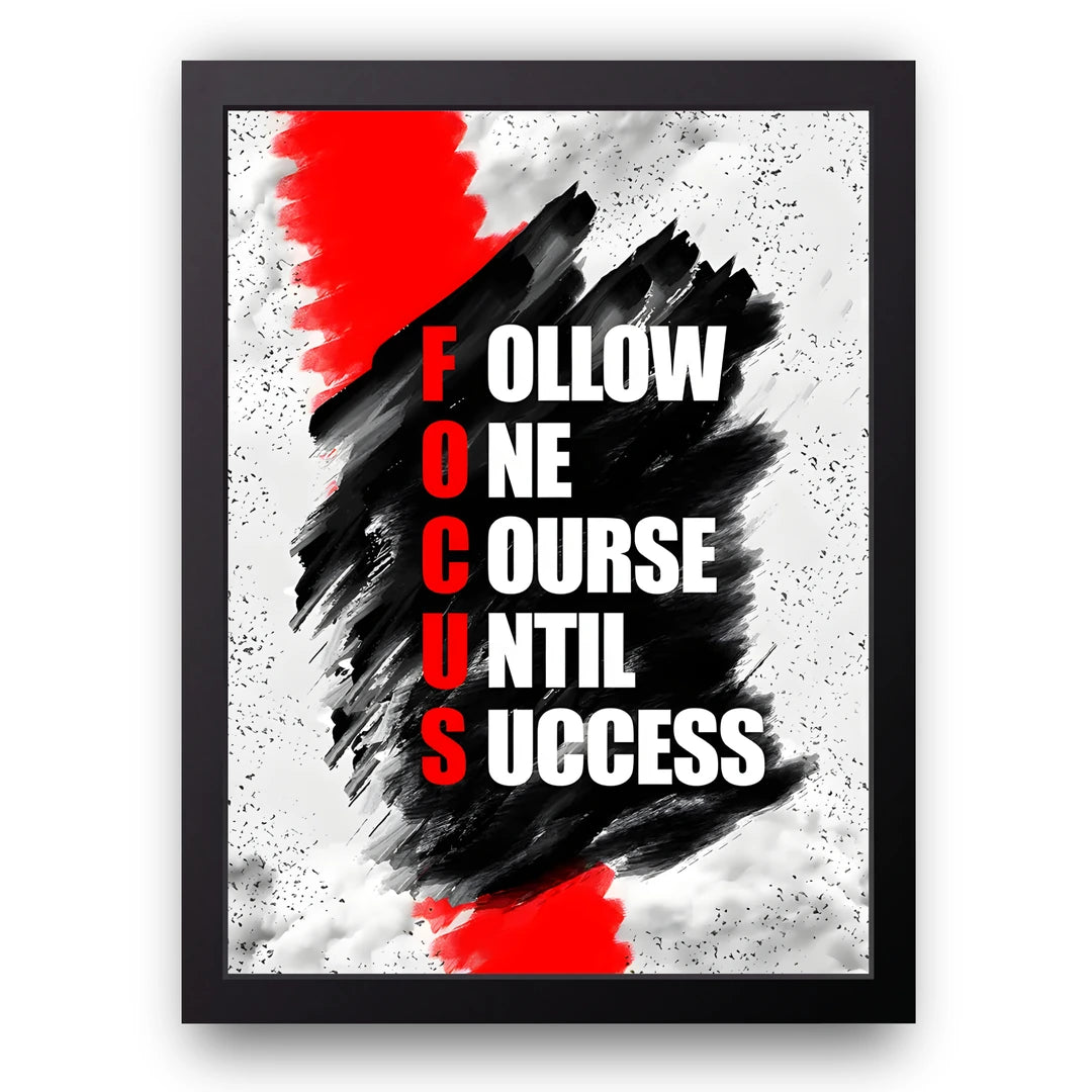 Follow One Course quote poster in black frame