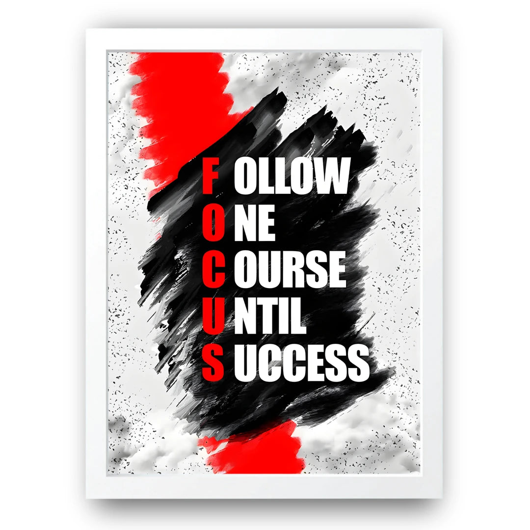 Follow One Course quote poster in white frame