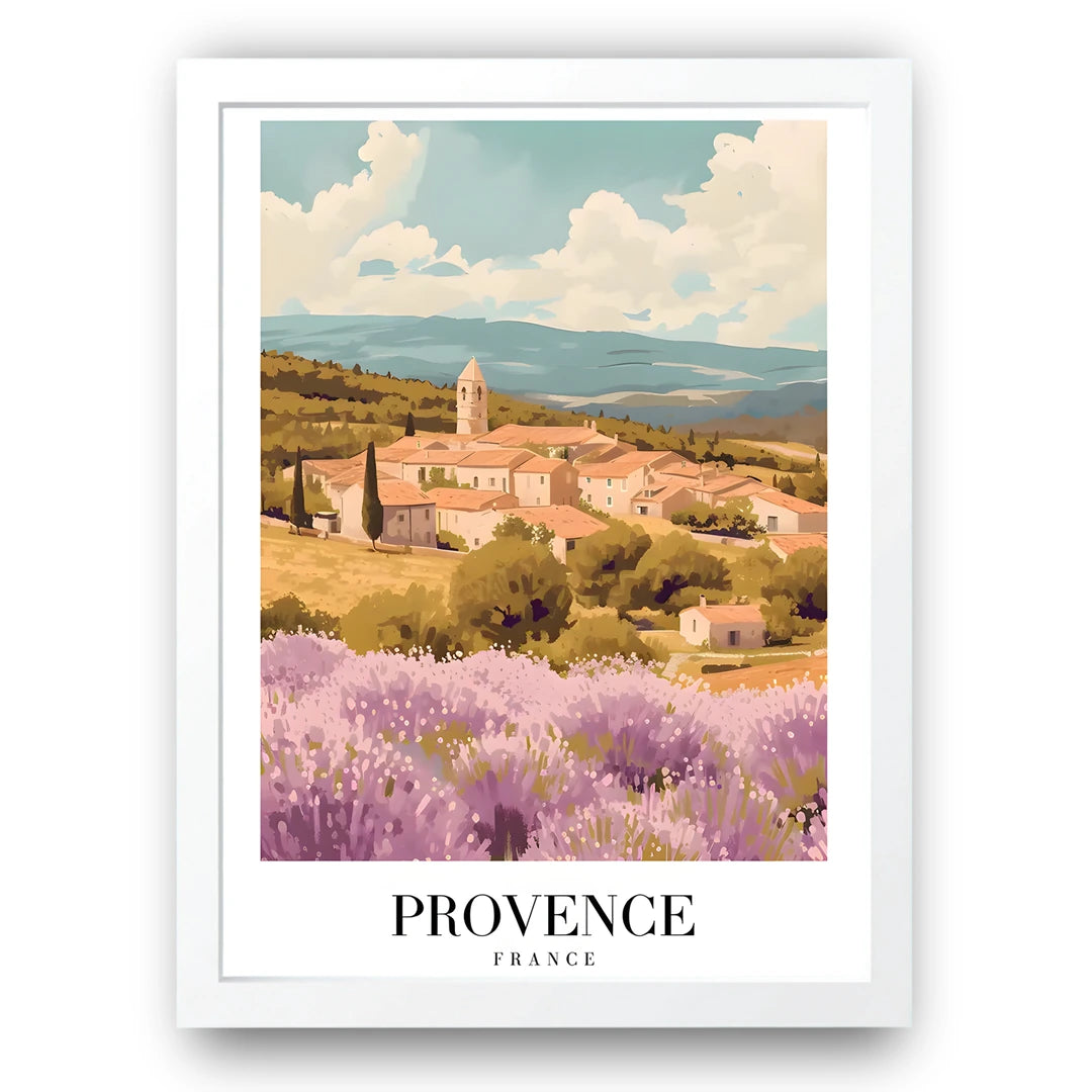 Provence travel poster in white frame