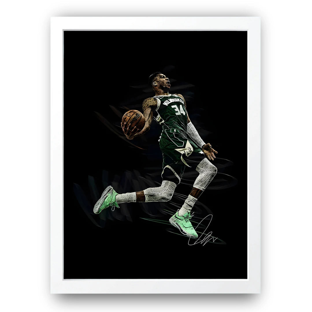 Bucks Thirty Four sport poster in white frame