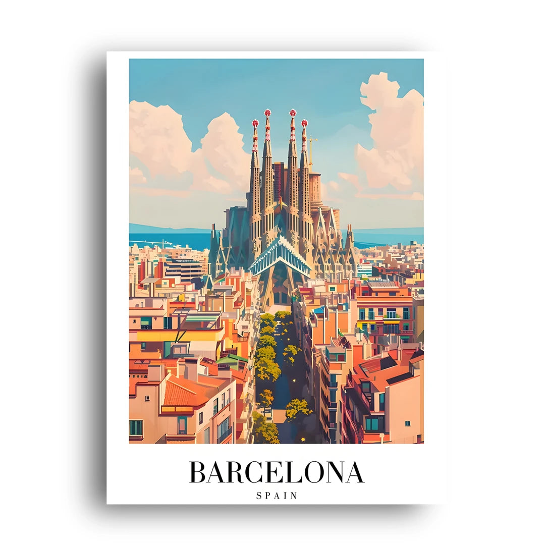 Barcelona travel poster unframed 350gsm paper