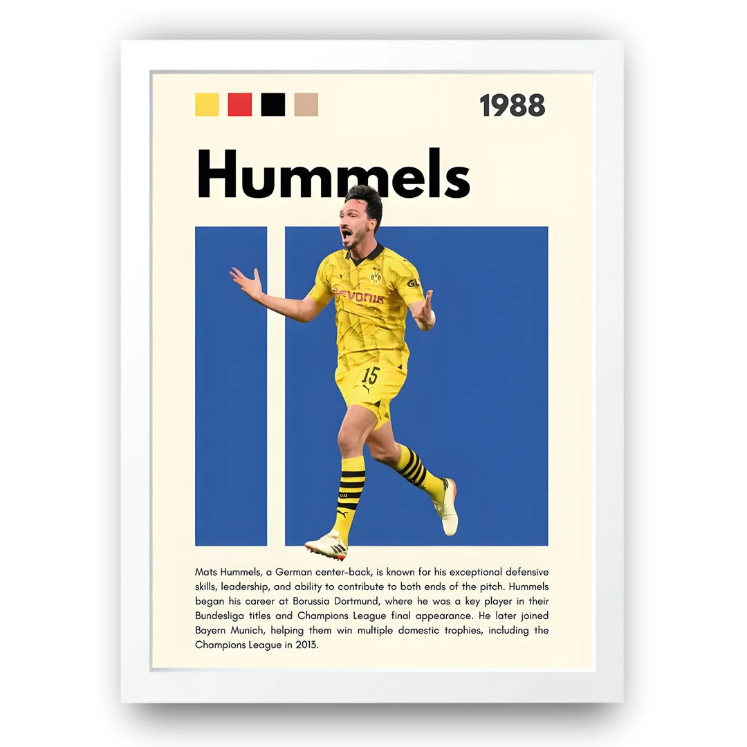 Hummels football legend poster in white frame