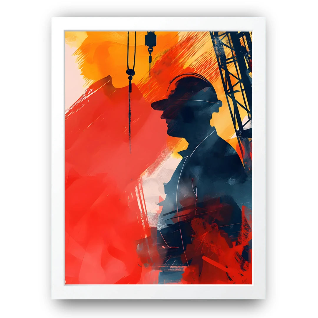 Site Worker art poster in white frame