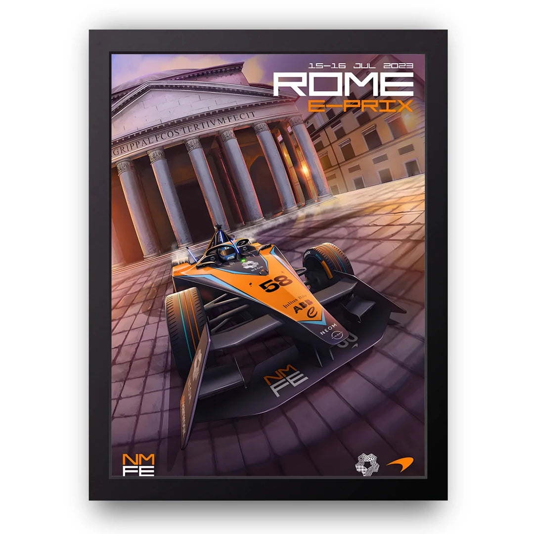 Rome E-Prix sport poster in black frame