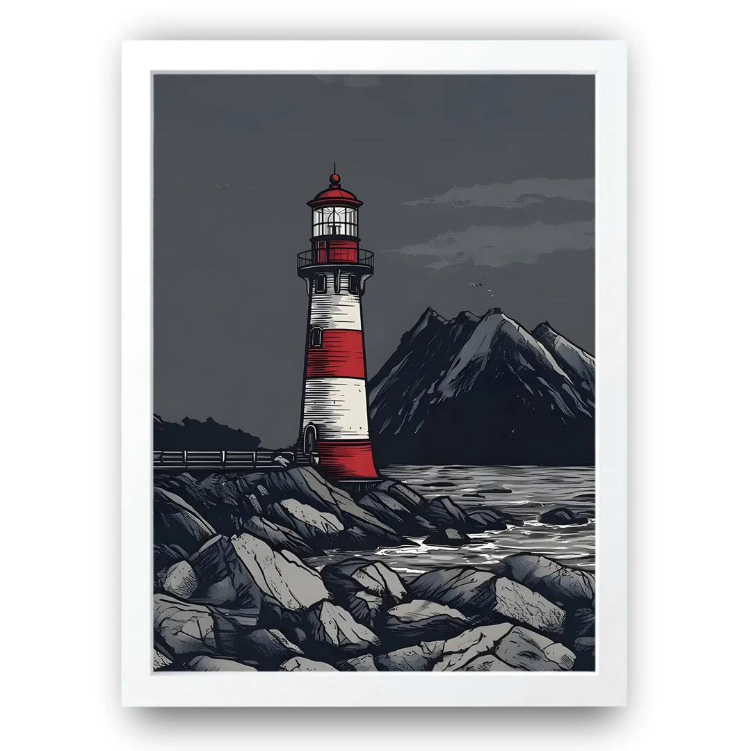 Beacon Of Solitude art poster in white frame
