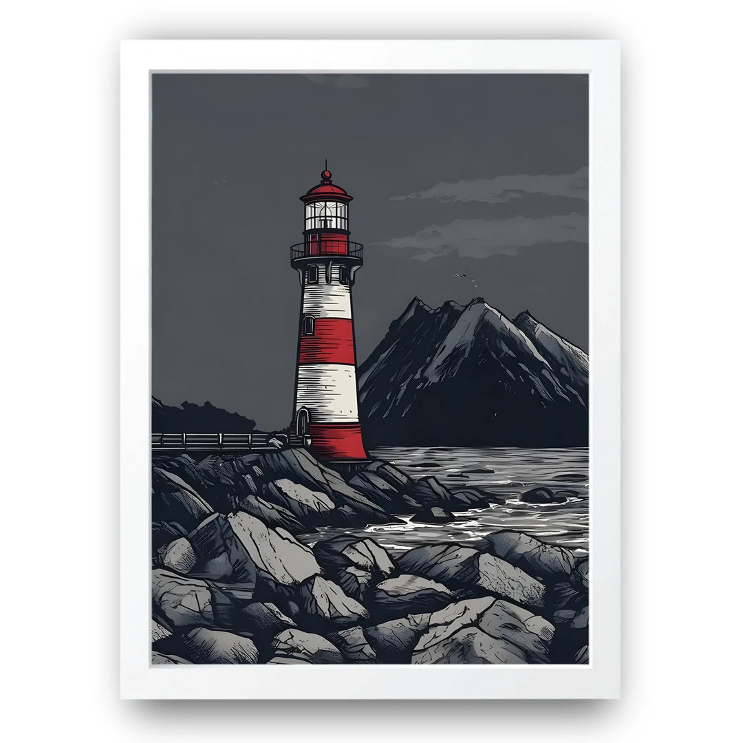 Beacon Of Solitude art poster in white frame
