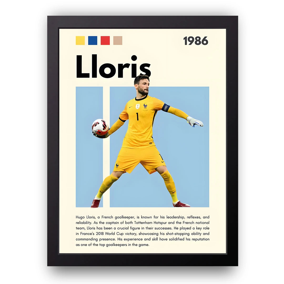 Lloris football legend poster in black frame