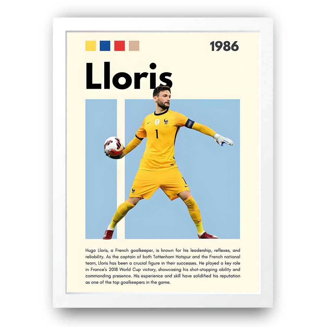 Lloris football legend poster in white frame