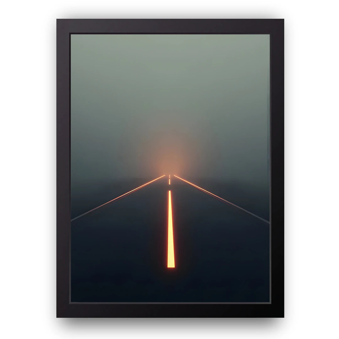 Runway Lights art poster in black frame