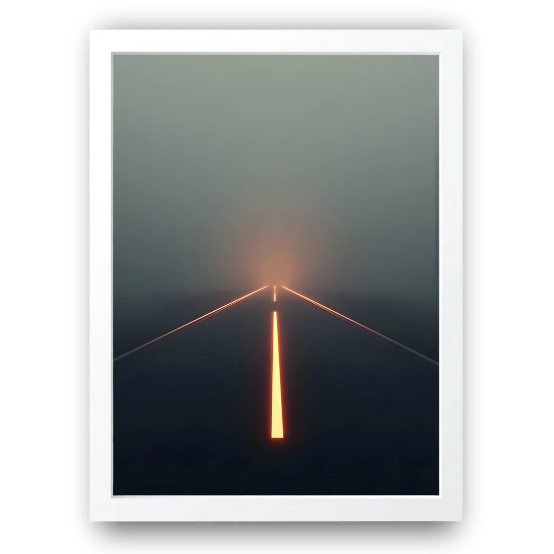 Runway Lights art poster in white frame