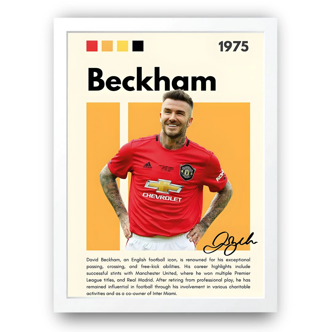 Beckham football poster in white frame