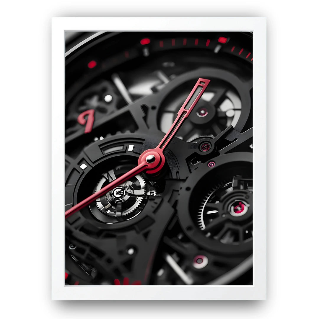 Watch Movement art poster in white frame