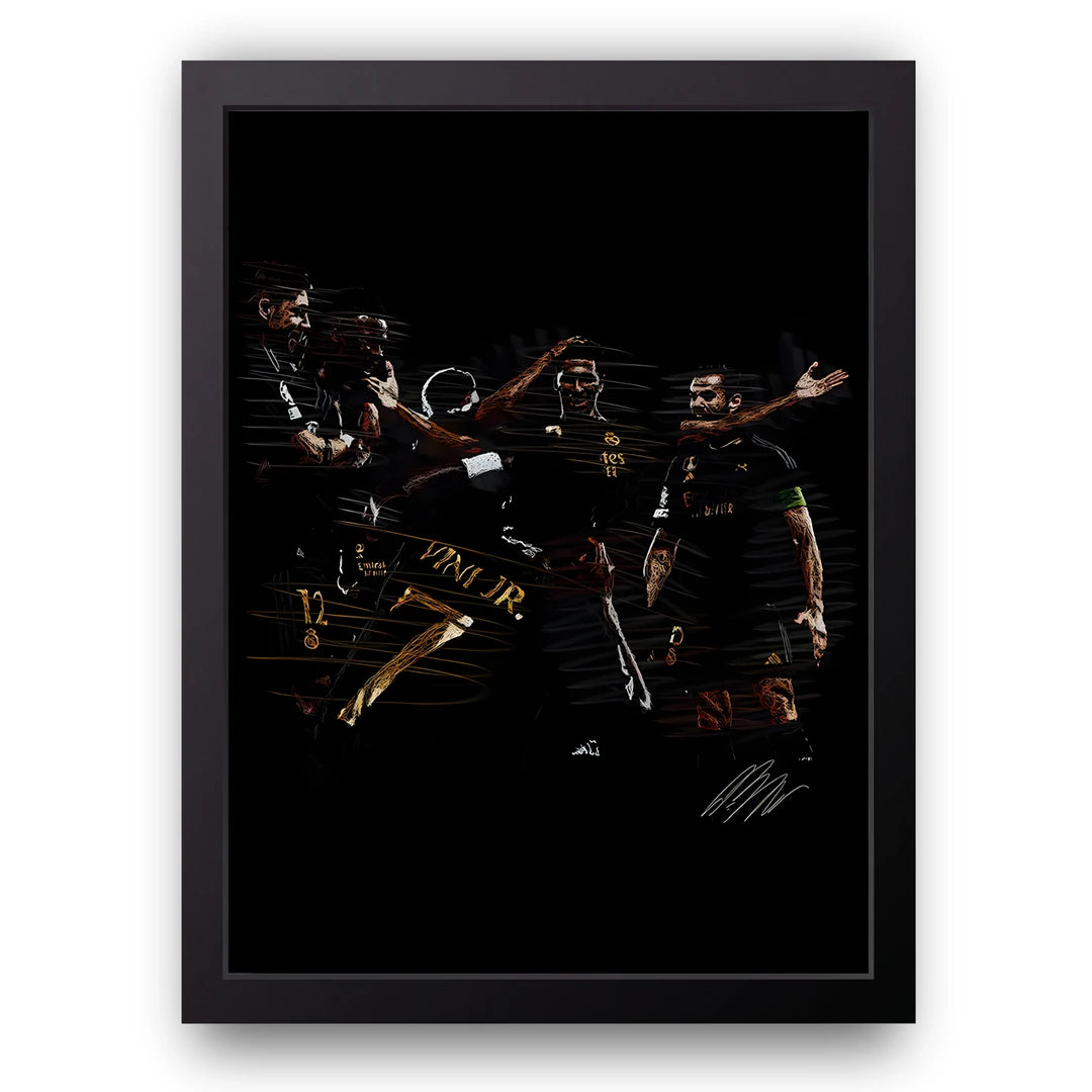 Vini Jr football legend poster in black frame