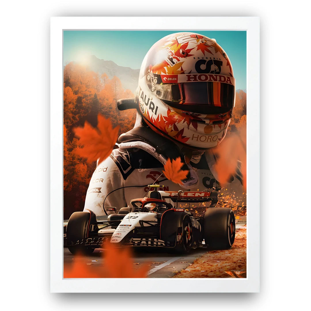 Autumn Grand Prix sport poster in white frame