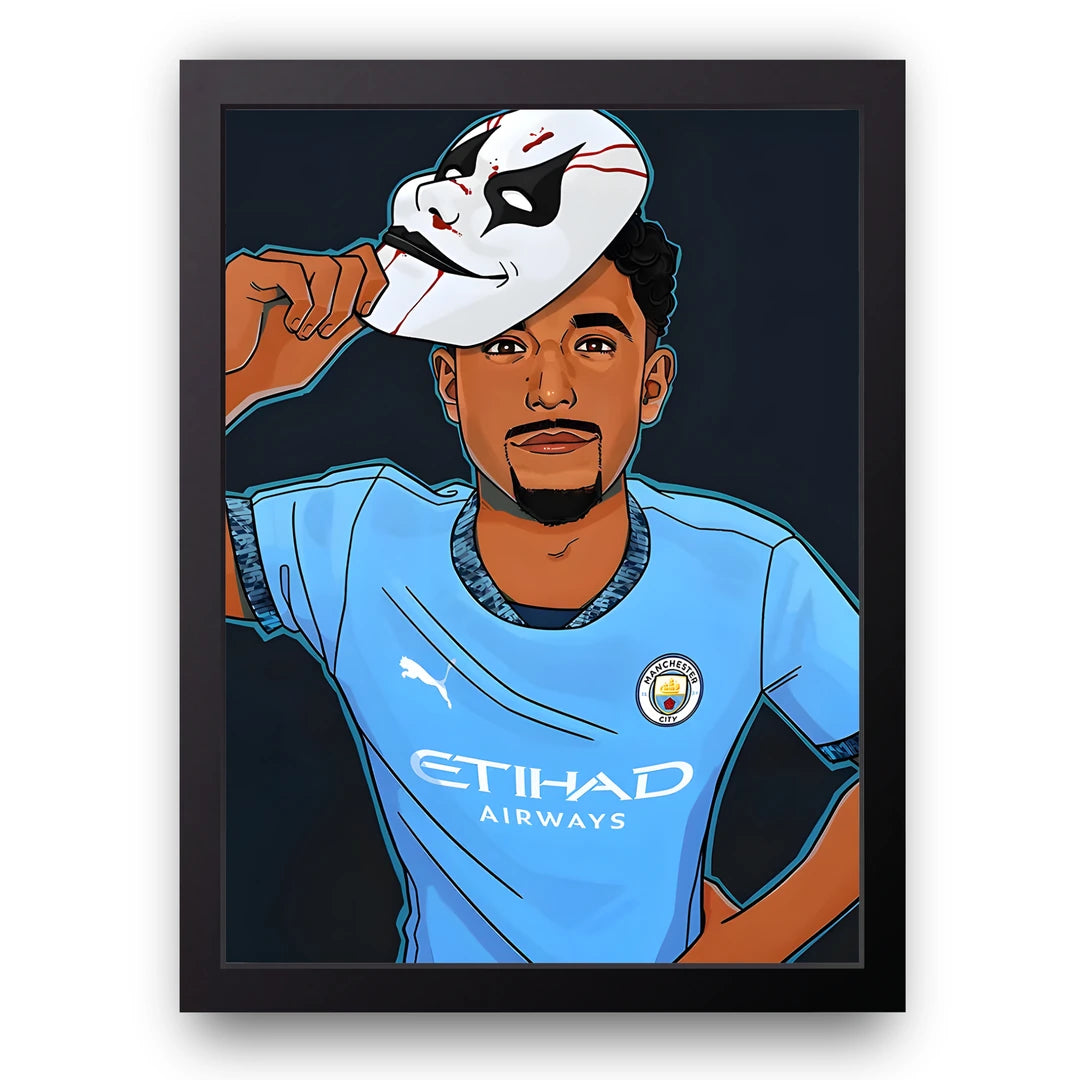 Masked Celebration football poster in black frame