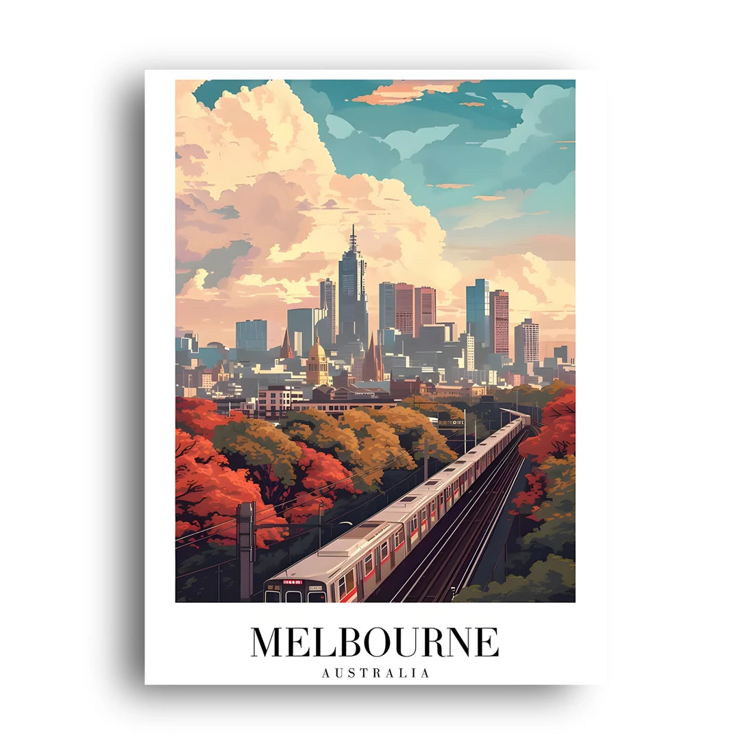 Melbourne Skyline travel poster unframed 350gsm paper