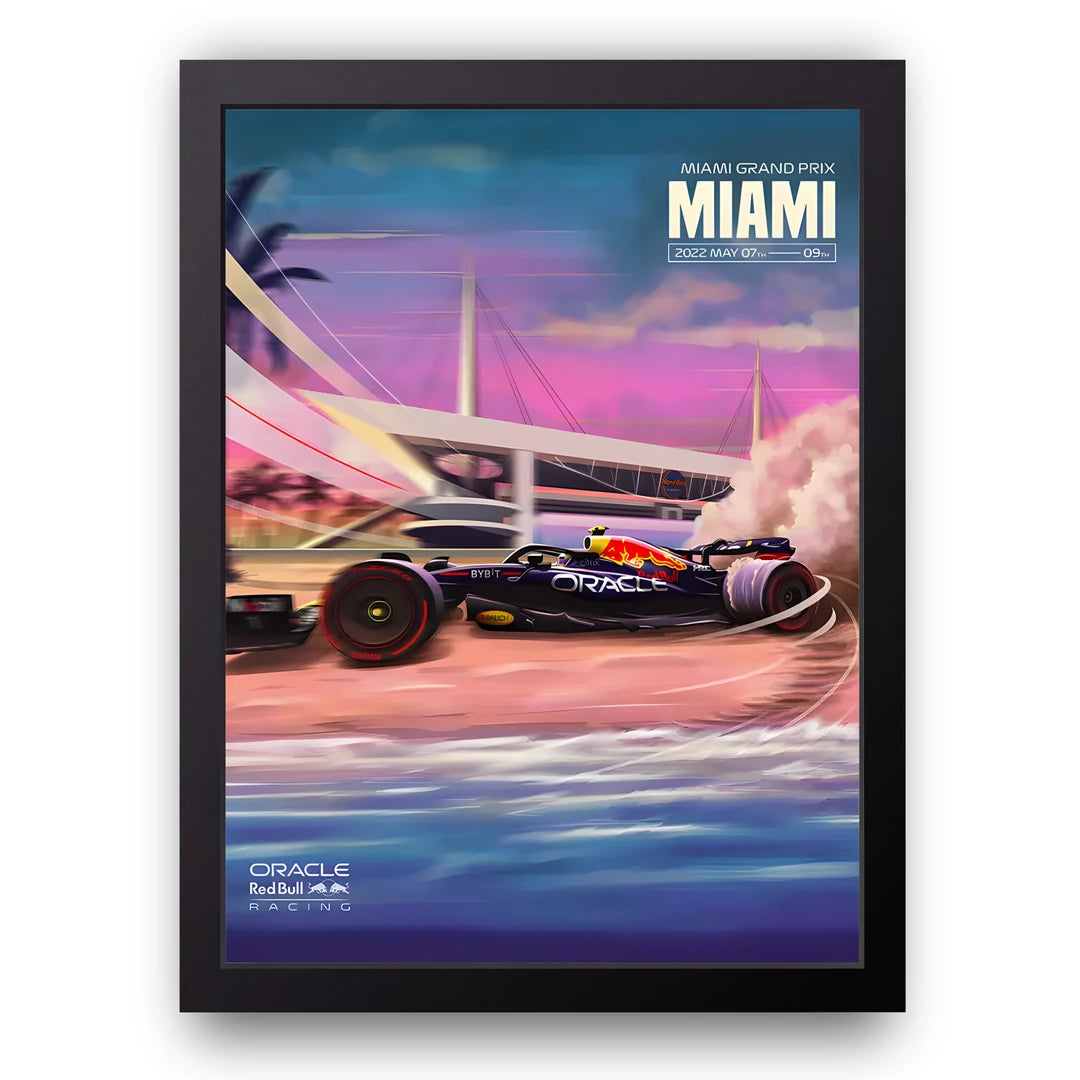 Miami Grand Prix sport poster in black frame