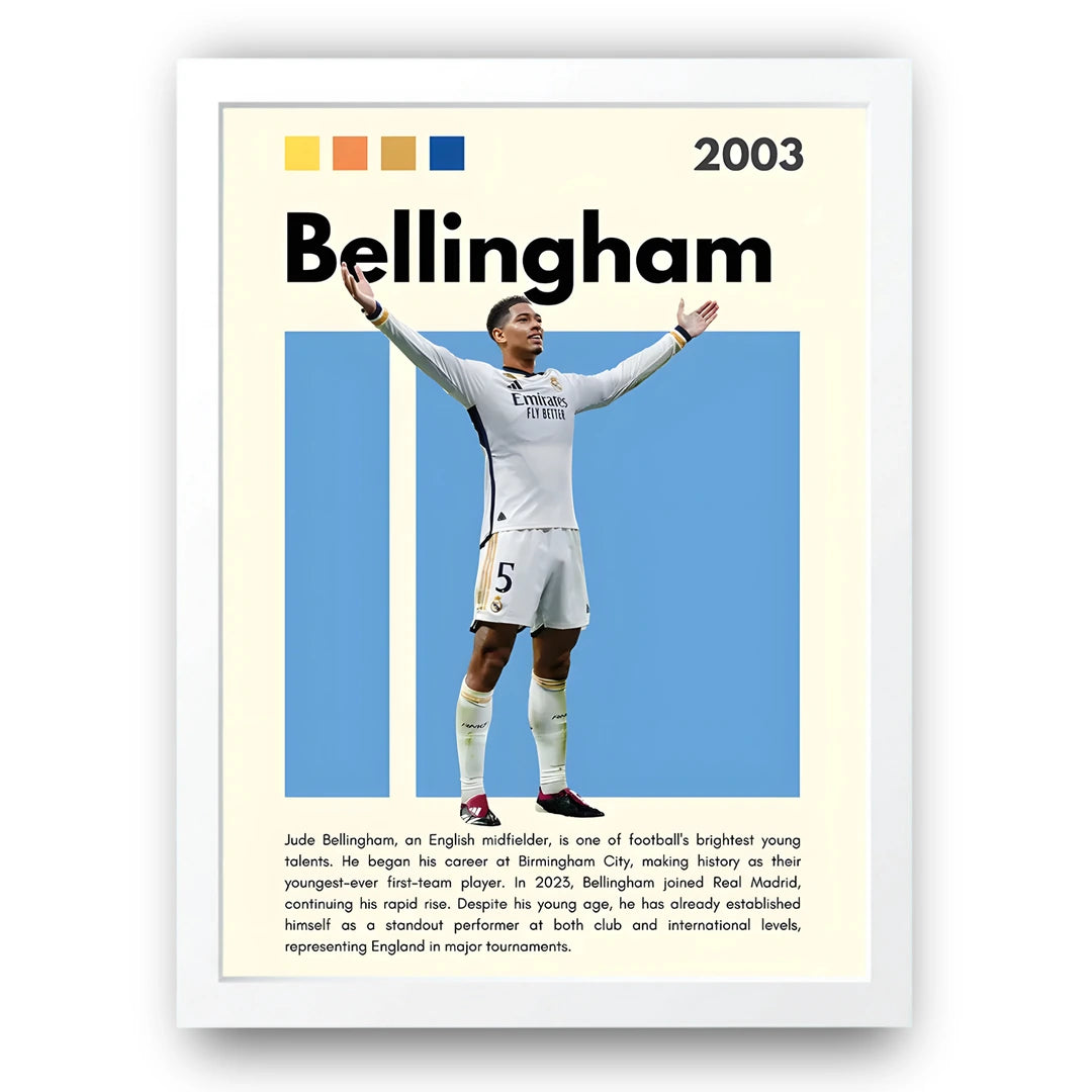 Bellingham football poster in white frame