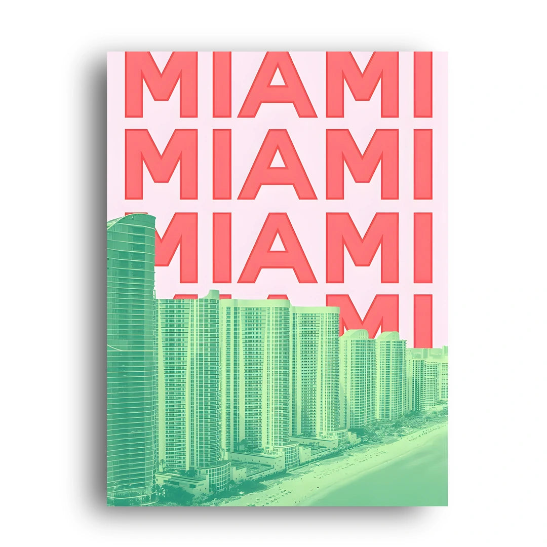 Miami Type travel poster unframed 350gsm paper