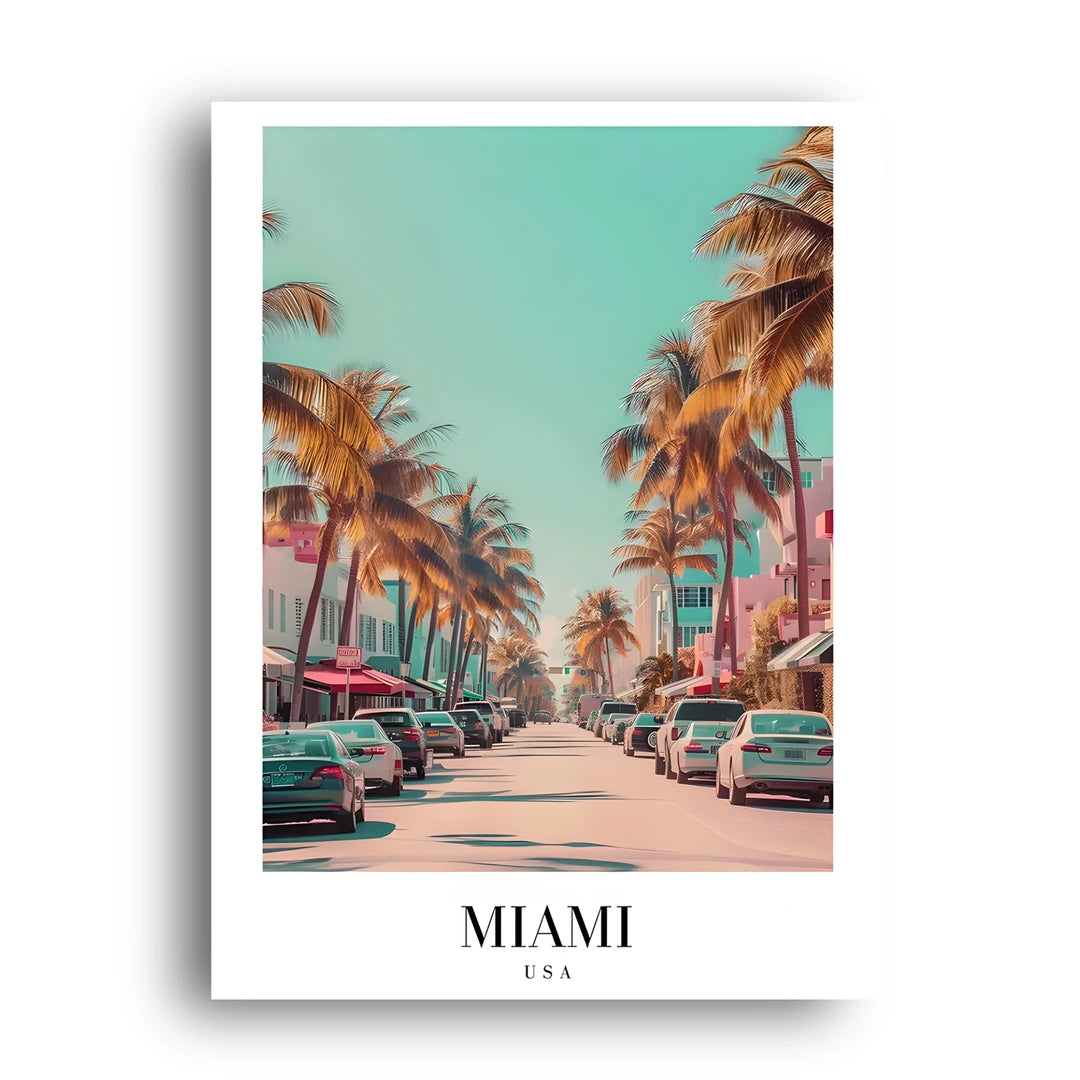Miami Ocean Drive travel poster unframed 350gsm paper