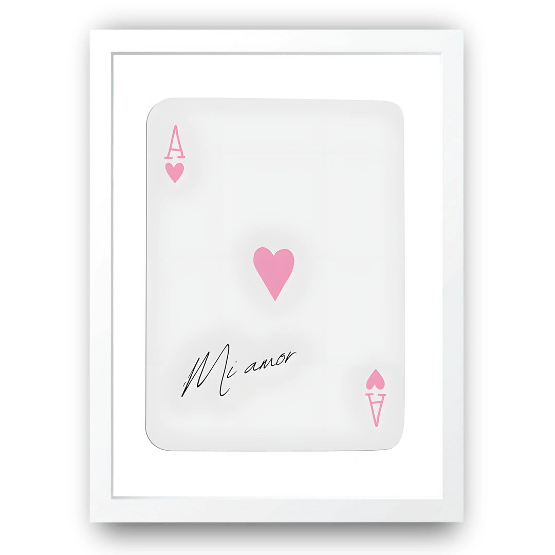 Mi Amor Ace quote poster in white frame