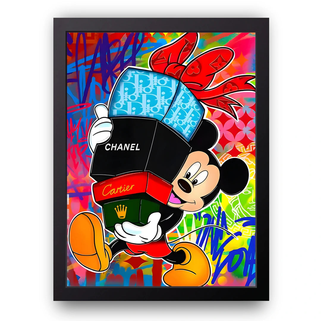 Luxury Mouse cartoon poster in black frame