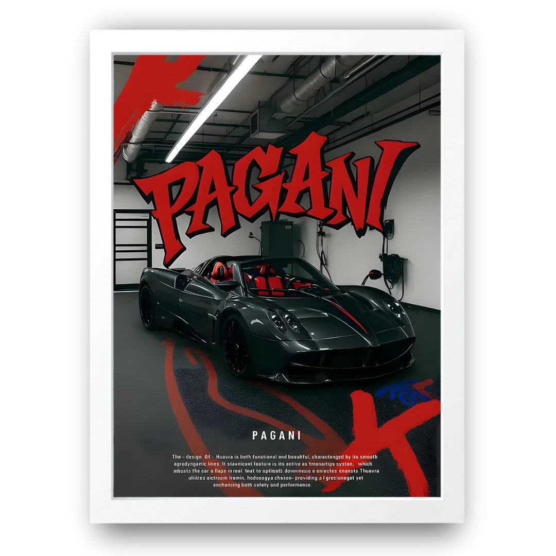 Huayra Graffiti car poster in white frame