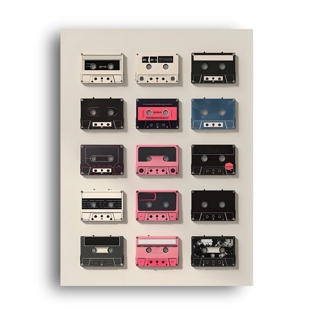 Cassette Grid retro poster unframed 350gsm paper