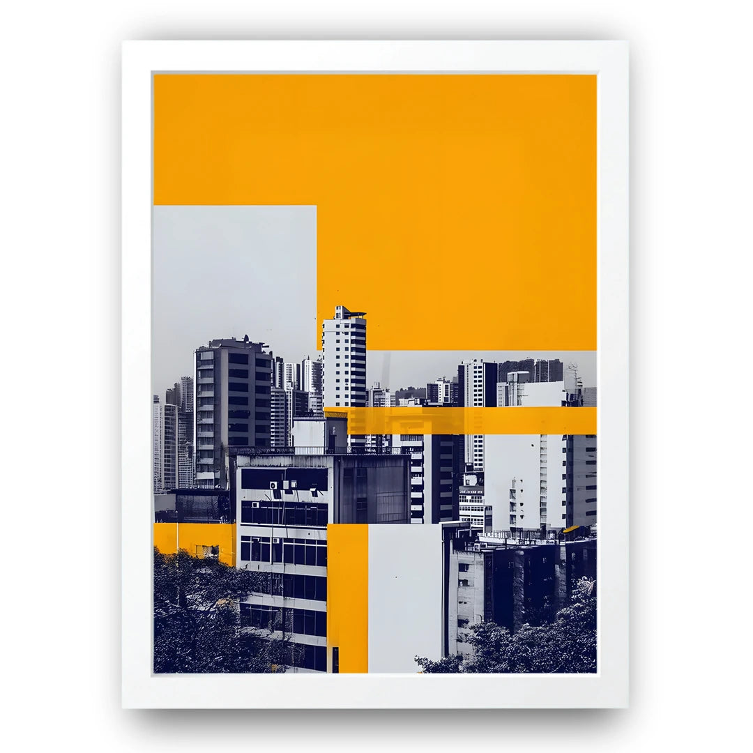 City Blocks abstract poster in white frame