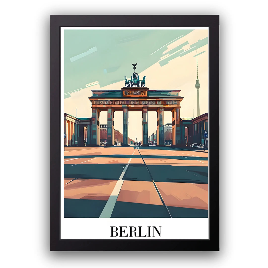 Berlin travel poster in black frame