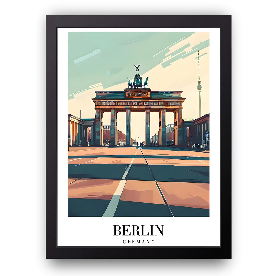 Berlin travel poster in black frame
