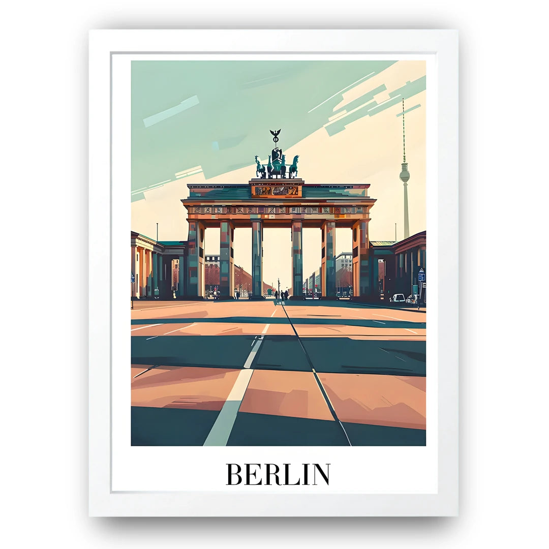 Berlin travel poster in white frame