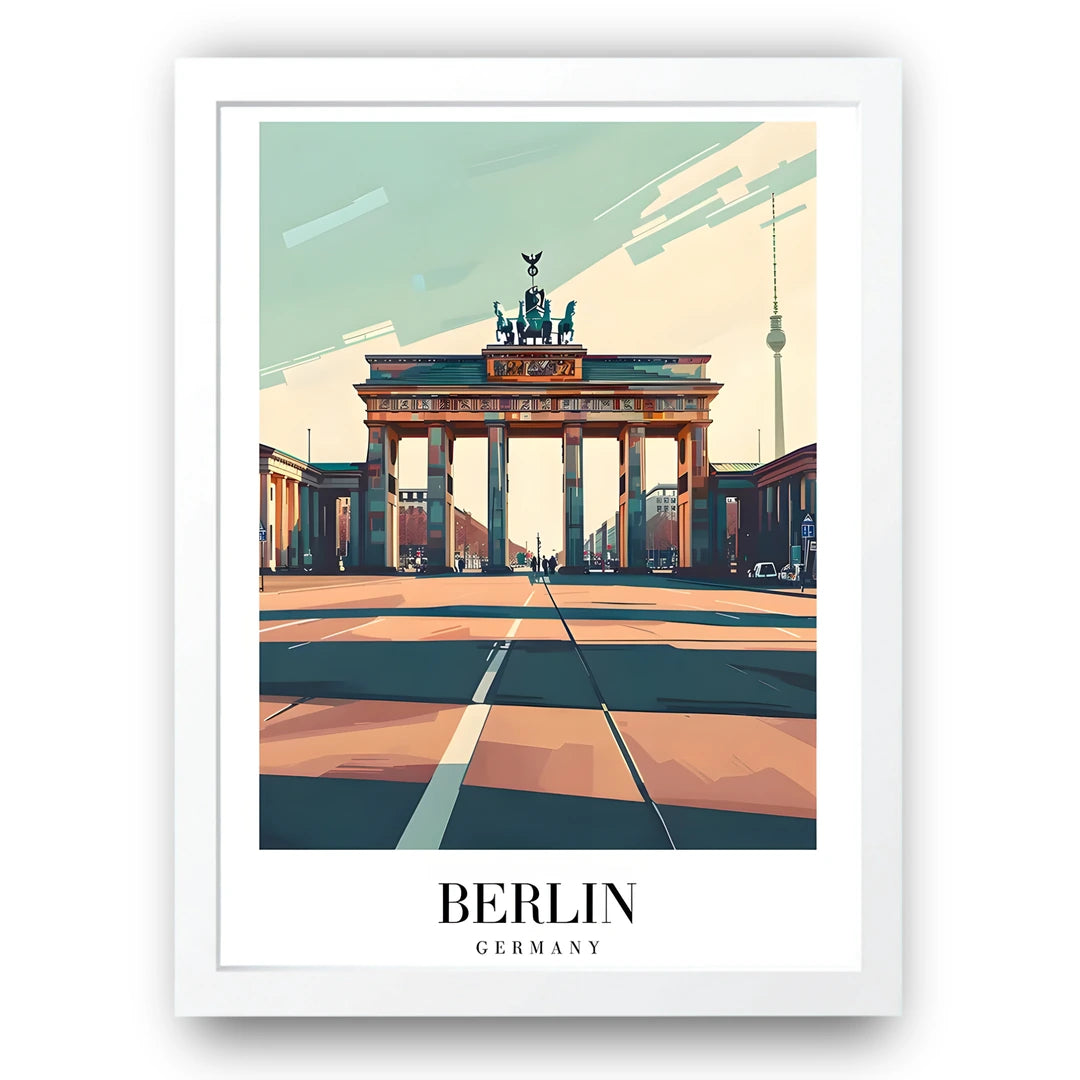 Berlin travel poster in white frame