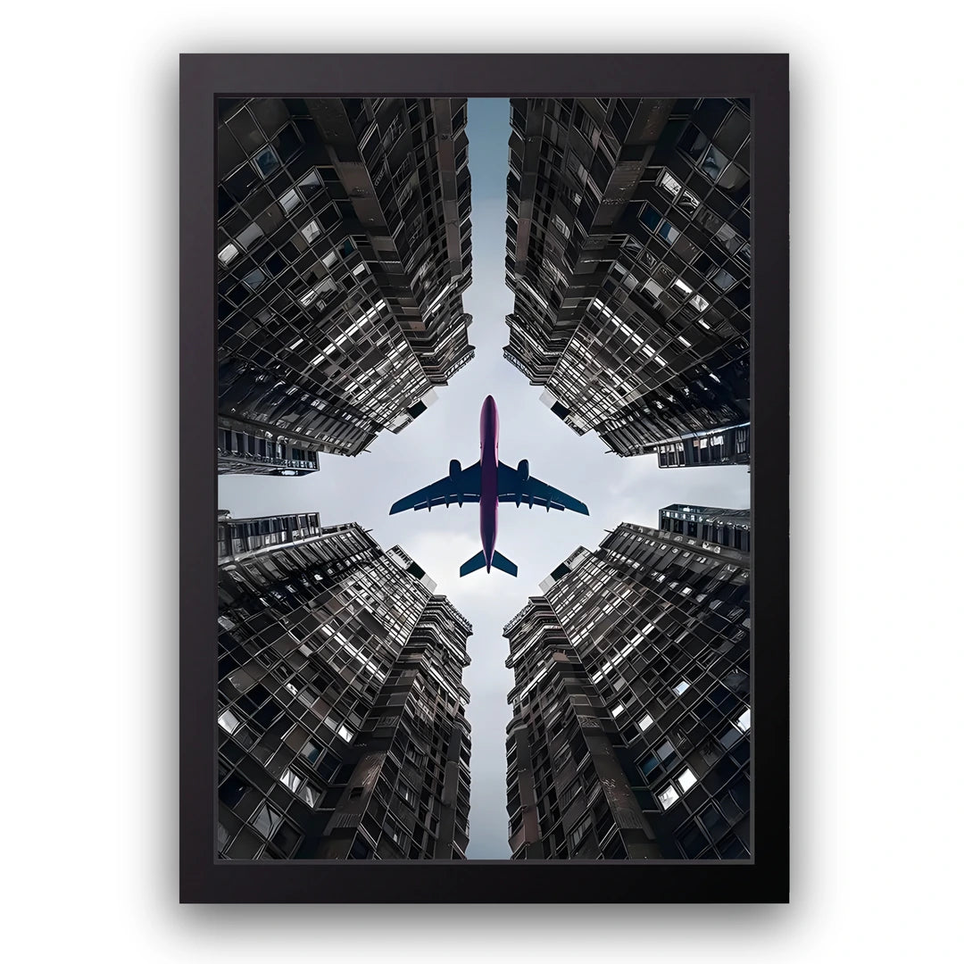 Between The Blocks art poster in black frame