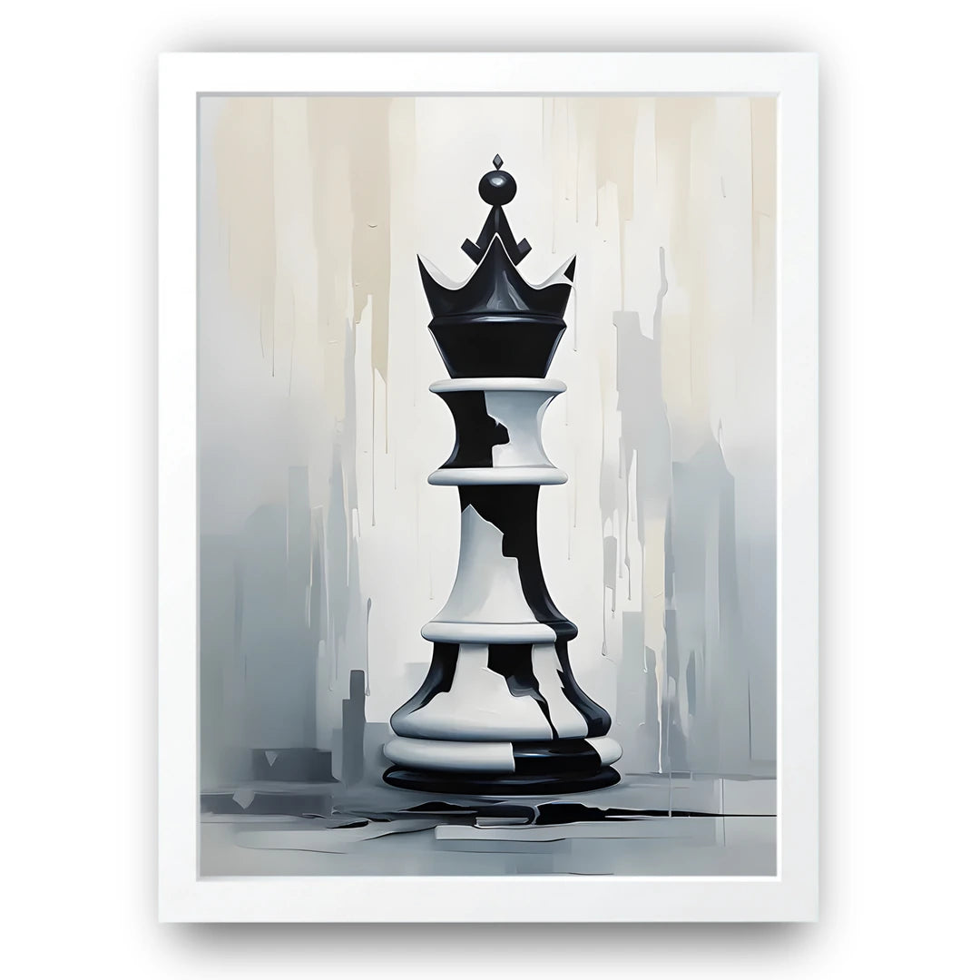 King's Gambit chess art poster in white frame