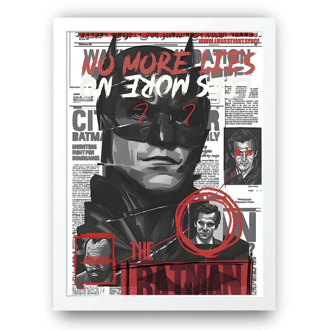 Gotham Headlines superhero movie poster in white frame