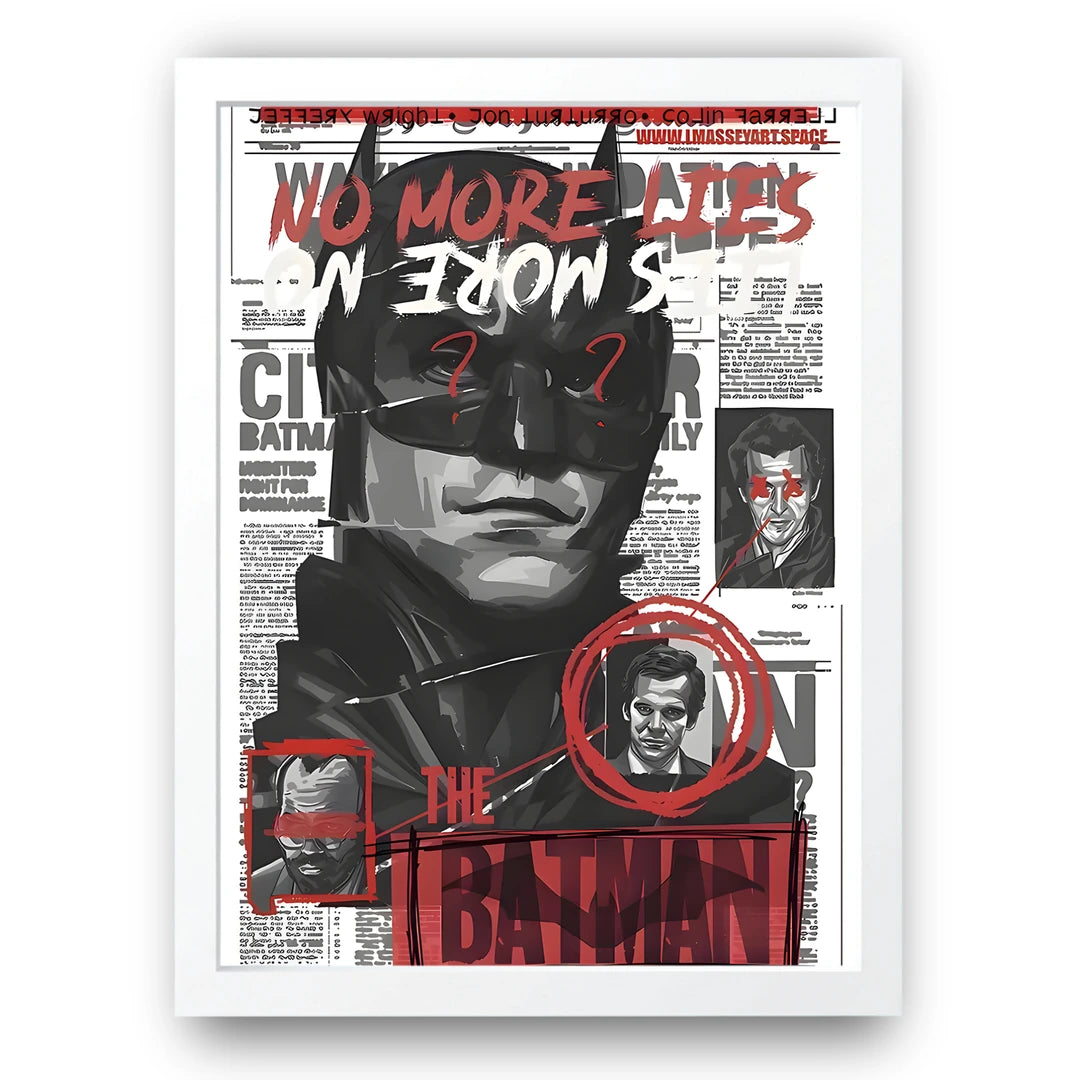 Gotham Headlines superhero movie poster in white frame