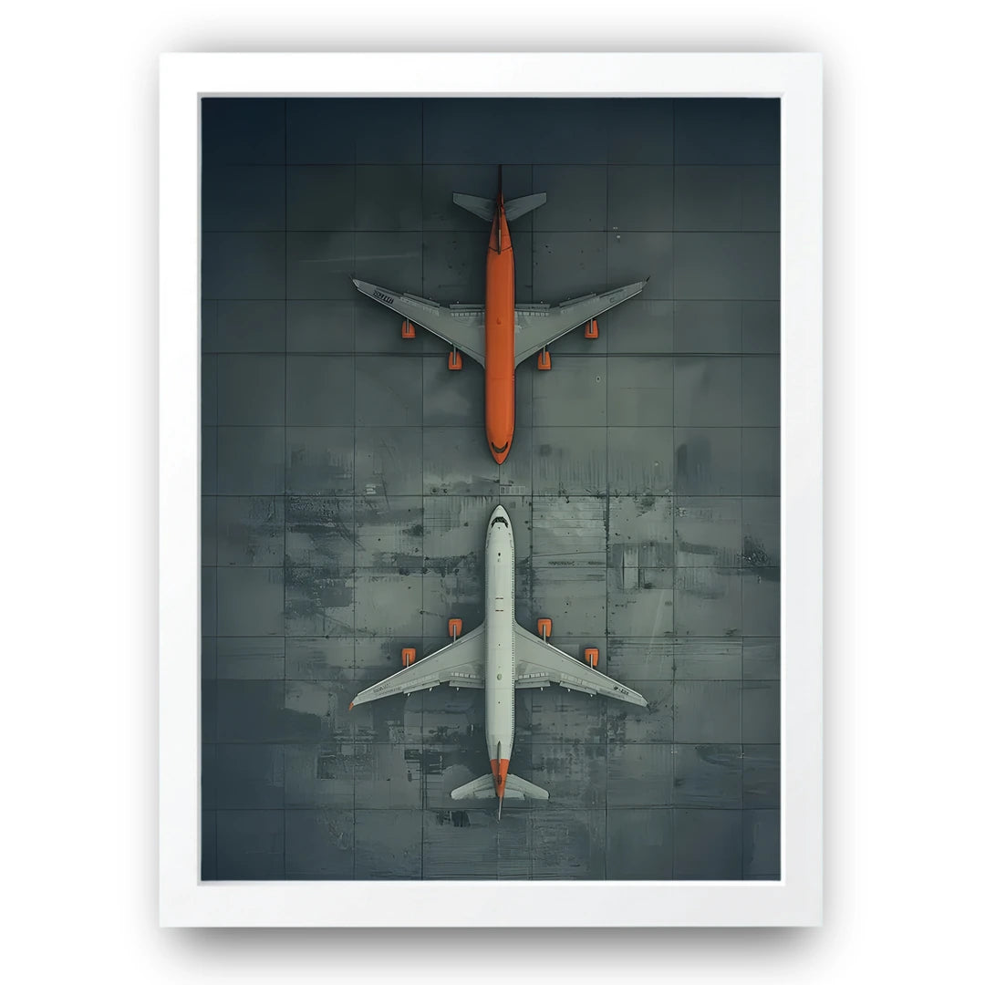 Runway travel poster in white frame