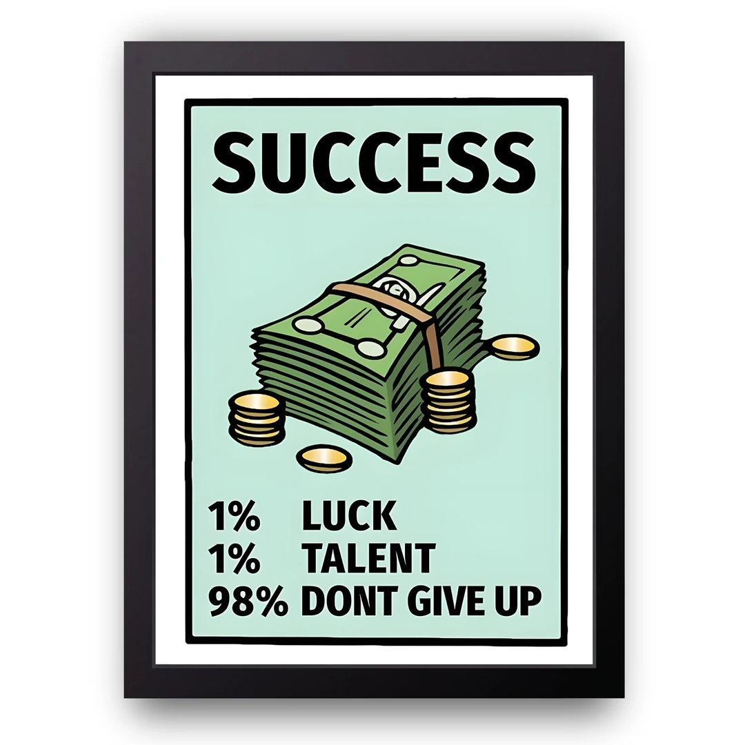98% Don't Give Up business quote poster in black frame