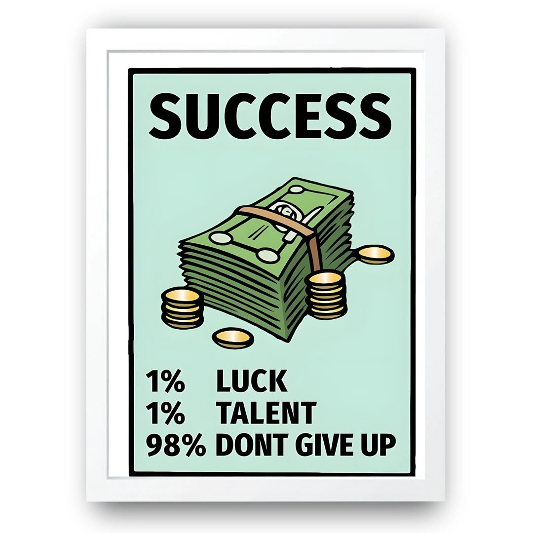 98% Don't Give Up business quote poster in white frame
