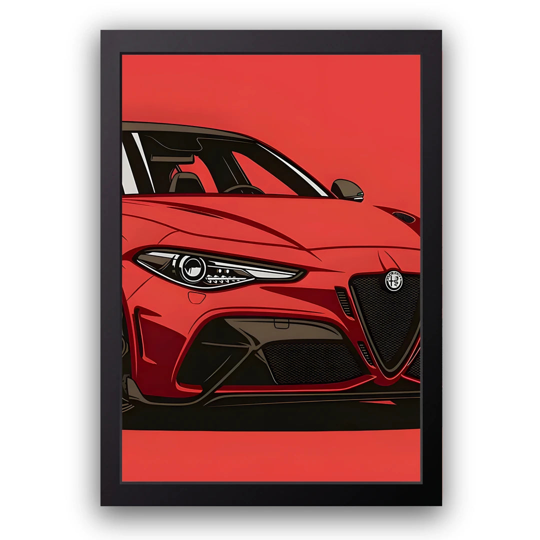 Red Coupe car poster in black frame